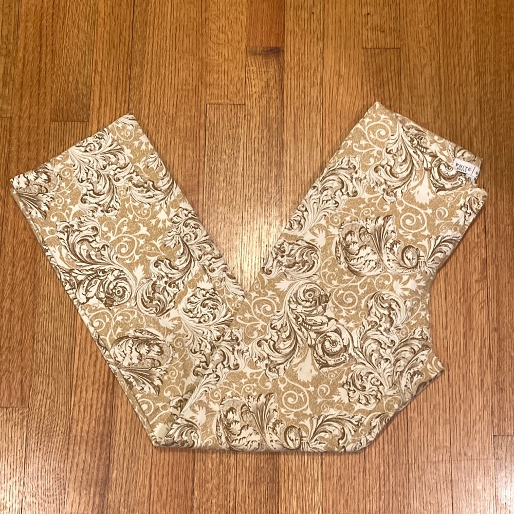 White House Black Market Tan Print Pants Size 6